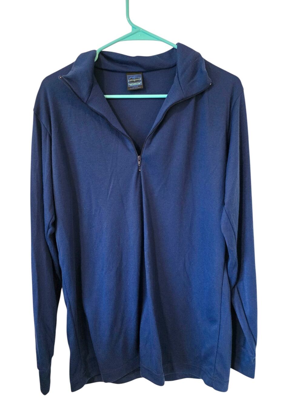 Vintage Patagonia Mens Capilene Long Sleeve 1/4 Zip Pullover Size Large Blue